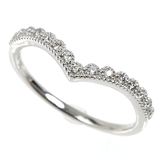 STAR JEWELRY スタージュエリー K18WG ホワイトゴールド ミルグレイン リング・指輪 ダイヤモンド0.07ct 11号 1.9g レディース【中古】【美品】