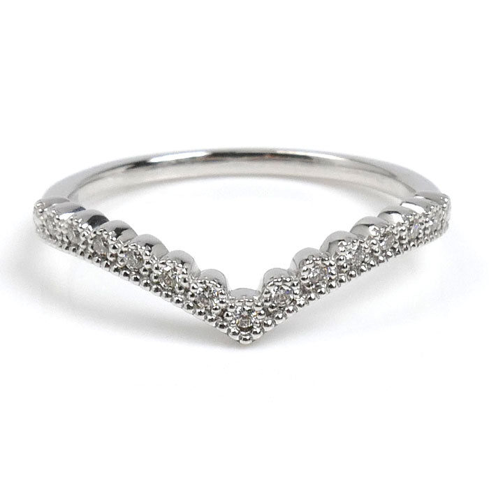 STAR JEWELRY スタージュエリー K18WG ホワイトゴールド ミルグレイン リング・指輪 ダイヤモンド0.07ct 11号 1.9g レディース【中古】【美品】