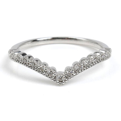 STAR JEWELRY スタージュエリー K18WG ホワイトゴールド ミルグレイン リング・指輪 ダイヤモンド0.07ct 11号 1.9g レディース【中古】【美品】