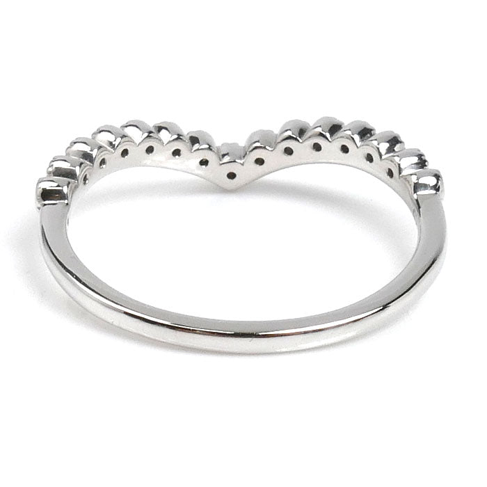STAR JEWELRY スタージュエリー K18WG ホワイトゴールド ミルグレイン リング・指輪 ダイヤモンド0.07ct 11号 1.9g レディース【中古】【美品】
