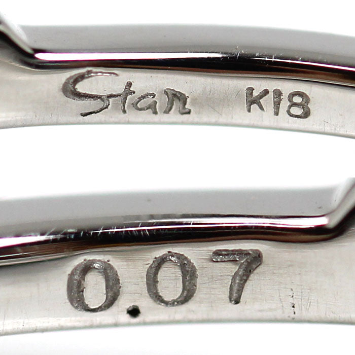 STAR JEWELRY スタージュエリー K18WG ホワイトゴールド ミルグレイン リング・指輪 ダイヤモンド0.07ct 11号 1.9g レディース【中古】【美品】
