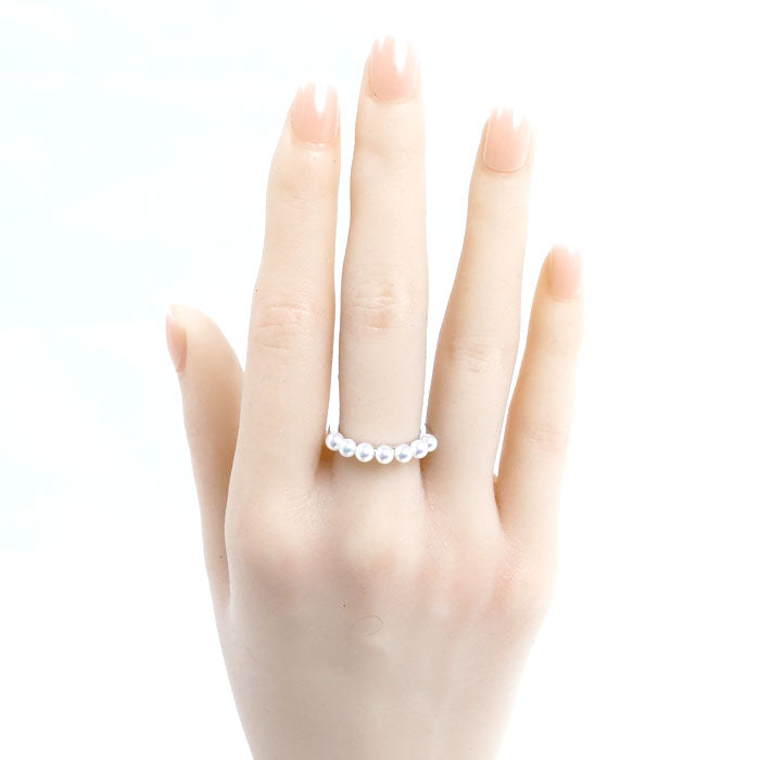 MIKIMOTO ミキモト K18WG ホワイトゴールド リング・指輪 PR-1426 パール約3.5mm 11号 2.9g レディース【中古】【美品】