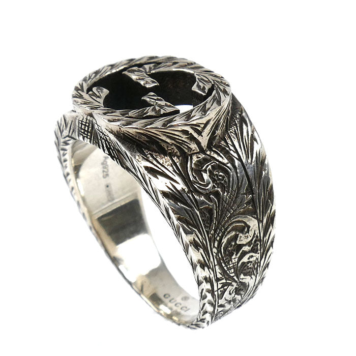 GUCCI グッチ シルバー925 インターロッキングG アラベスク リング・指輪 455302 J8400 0811 20号 12.4g メンズ【中古】