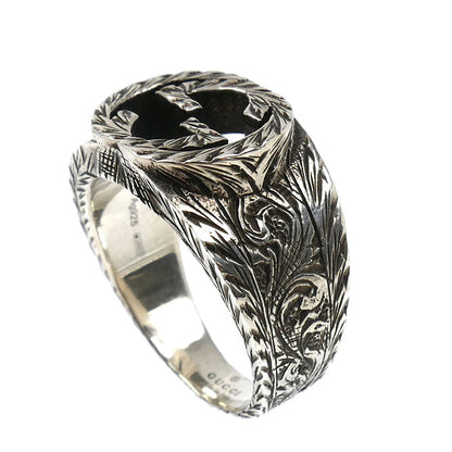 GUCCI グッチ シルバー925 インターロッキングG アラベスク リング・指輪 455302 J8400 0811 20号 12.4g メンズ【中古】