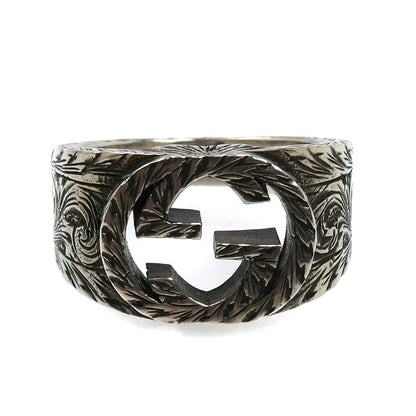 GUCCI グッチ シルバー925 インターロッキングG アラベスク リング・指輪 455302 J8400 0811 20号 12.4g メンズ【中古】