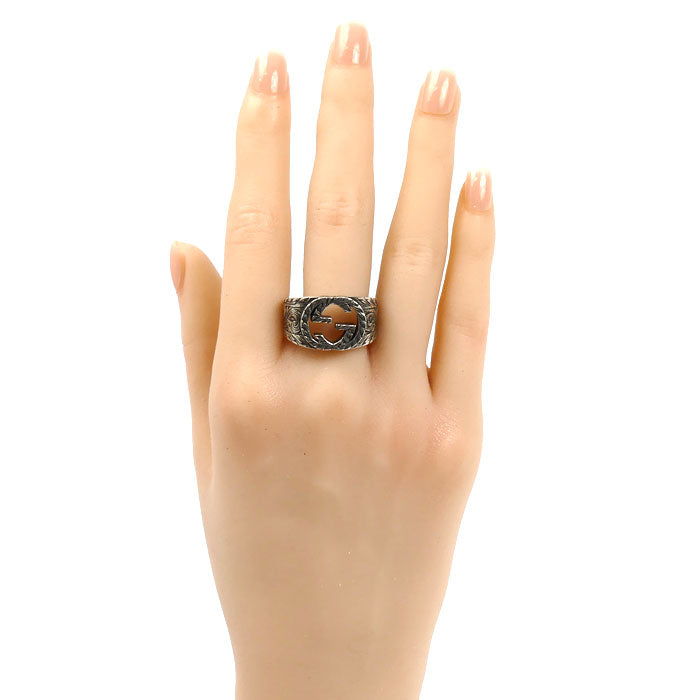 GUCCI グッチ シルバー925 インターロッキングG アラベスク リング・指輪 455302 J8400 0811 20号 12.4g メンズ【中古】