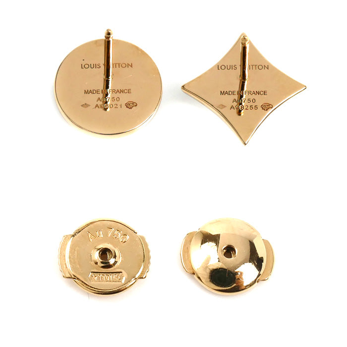 LOUIS VUITTON ルイ・ヴィトン K18PG ピンクゴールド スター/サン ブロッサム BB ピアス Q96673/Q96672 A96021/A48255 マラカイト 4.3g セット売り レディース【中古】【美品】