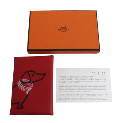HERMES エルメス カルヴィ デュオ スイフト コインケース ルージュトマト ダックスフンド 犬 K刻印（2025） レディース【中古】【極美品】