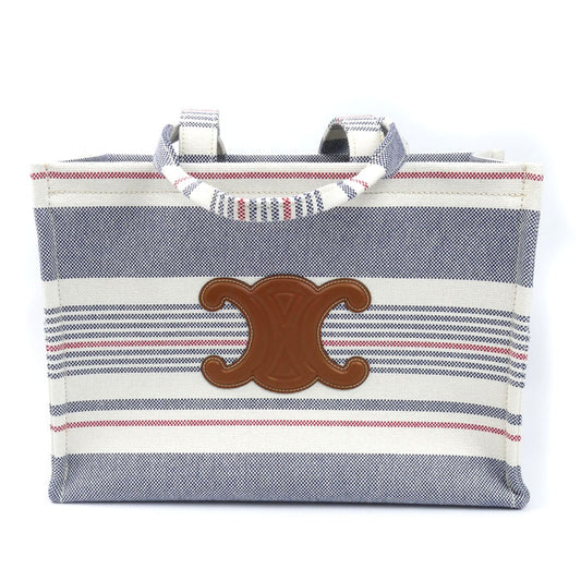 CELINE セリーヌ ラージ カバ タイス トートバッグ ホワイト×ブルー×レッド 196762FYN トリオンフ レディース【中古】【美品】