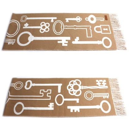 HERMES エルメス カザック キー コレクション マフラー キャメル/イヴォワール H259142S レディース【中古】【美品】