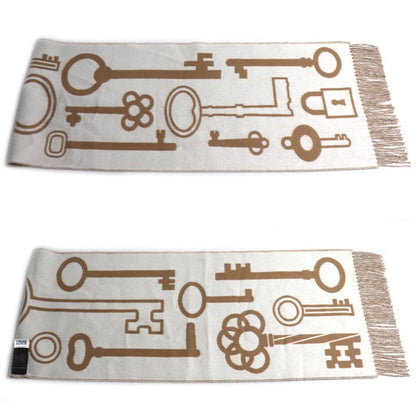 HERMES エルメス カザック キー コレクション マフラー キャメル/イヴォワール H259142S レディース【中古】【美品】