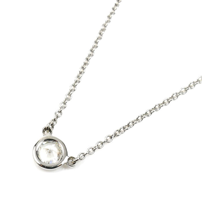 TIFFANY&Co. ティファニー Pt950プラチナ バイザヤード 1Pダイヤ ネックレス ダイヤモンド0.24ct 2.6g 40cm レディース【中古】【美品】