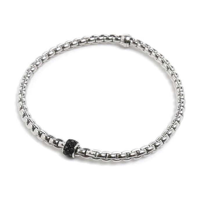 フォッぺ K18WG ホワイトゴールド EKA TINY FLEX'IT ブレスレット 733BPAVENL ブラックダイヤモンド0.20ct 9.4g ユニセックス【中古】【美品】