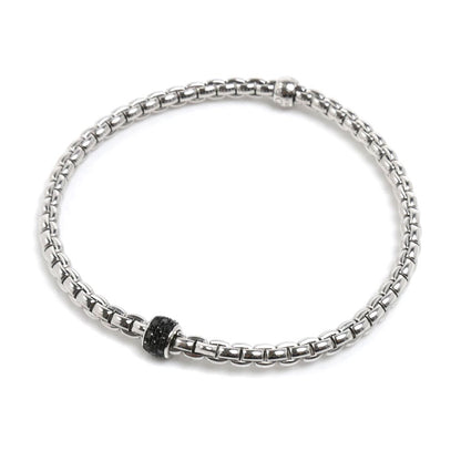 フォッぺ K18WG ホワイトゴールド EKA TINY FLEX'IT ブレスレット 733BPAVENL ブラックダイヤモンド0.20ct 9.4g ユニセックス【中古】【美品】