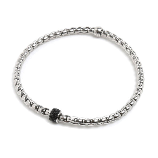 フォッぺ K18WG ホワイトゴールド EKA TINY FLEX'IT ブレスレット 733BPAVENL ブラックダイヤモンド0.20ct 9.4g ユニセックス【中古】【美品】
