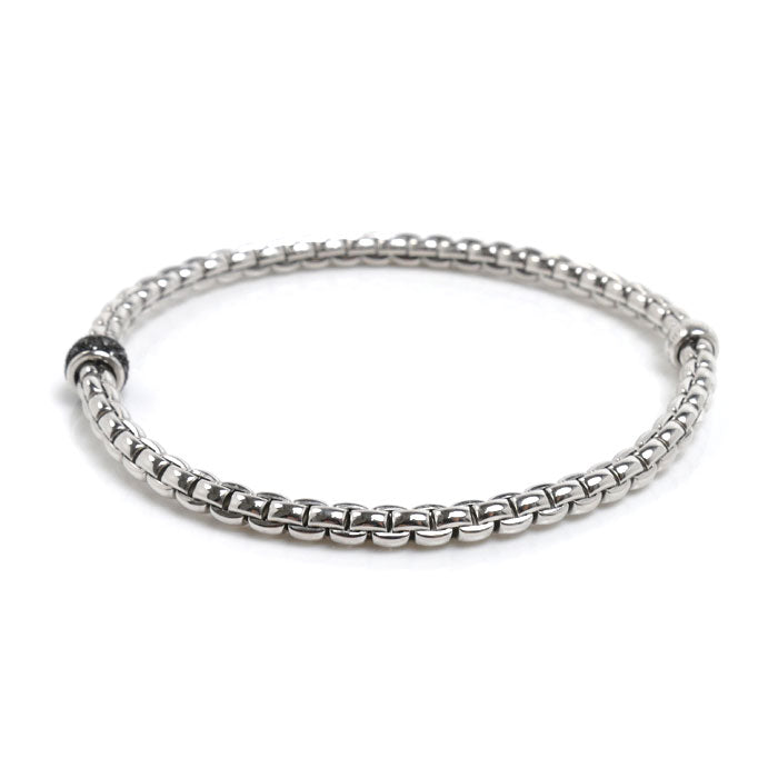 フォッぺ K18WG ホワイトゴールド EKA TINY FLEX'IT ブレスレット 733BPAVENL ブラックダイヤモンド0.20ct 9.4g ユニセックス【中古】【美品】