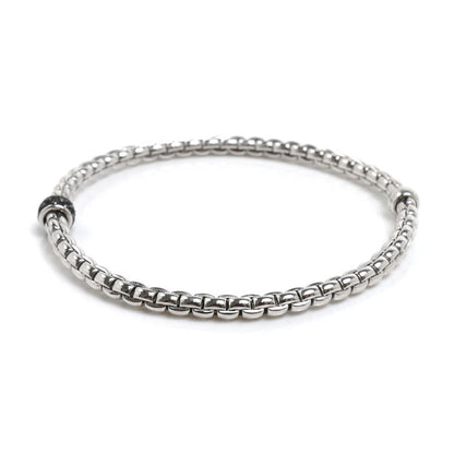 フォッぺ K18WG ホワイトゴールド EKA TINY FLEX'IT ブレスレット 733BPAVENL ブラックダイヤモンド0.20ct 9.4g ユニセックス【中古】【美品】