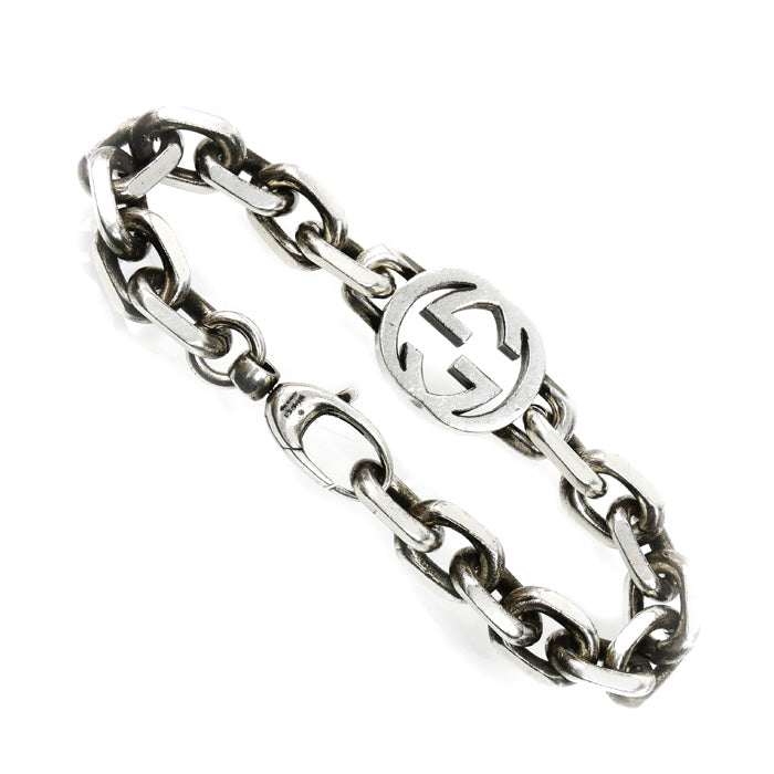 GUCCI グッチ シルバー925 インターロッキングG ブレスレット ‎627068 J8400 0728 
17 43.0g メンズ【中古】