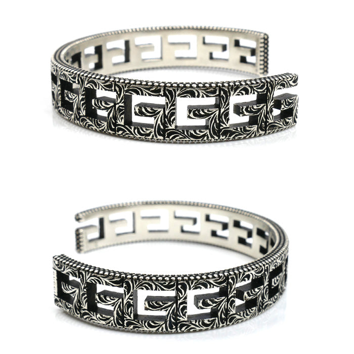 GUCCI グッチ シルバー925 スクエアGアラベスク バングル 551919 J8400 0811 31.2g メンズ【中古】