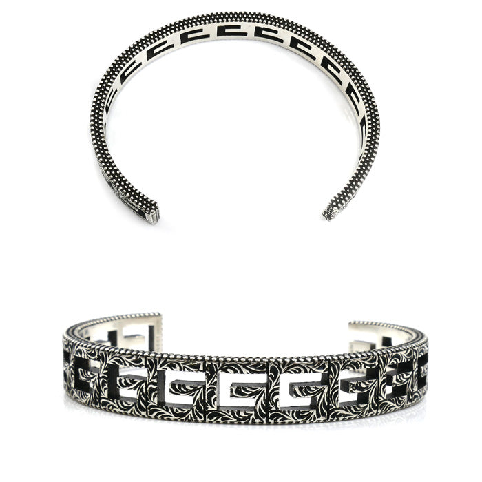 GUCCI グッチ シルバー925 スクエアGアラベスク バングル 551919 J8400 0811 31.2g メンズ【中古】