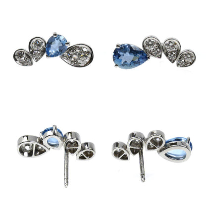 Chaumet ショーメ K18WG ホワイトゴールド ジョゼフィーヌ ロンド デグレット ピアス 084377 アクアマリン ダイヤモンド 3.6g レディース【中古】【美品】