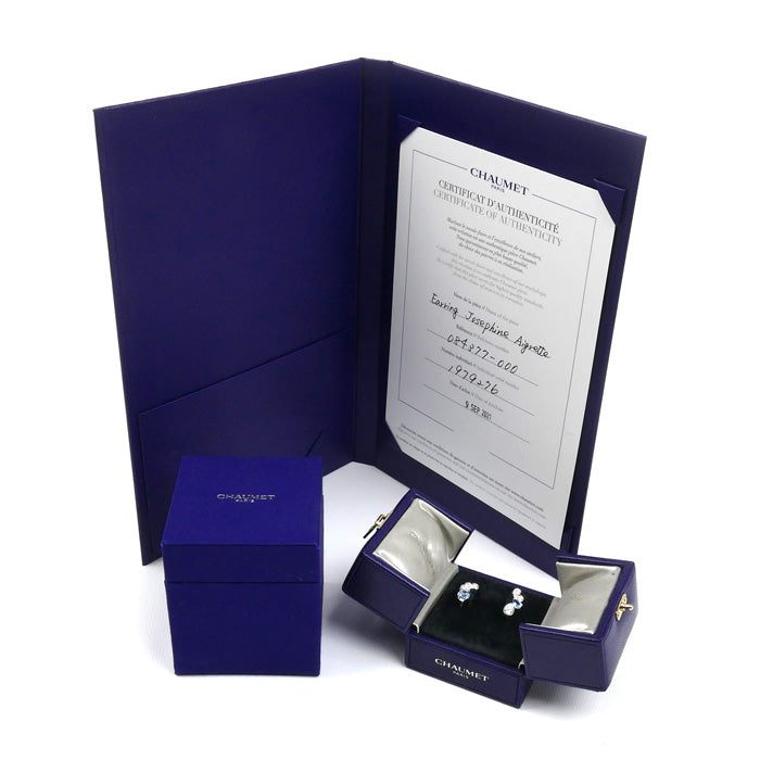 Chaumet ショーメ K18WG ホワイトゴールド ジョゼフィーヌ ロンド デグレット ピアス 084377 アクアマリン ダイヤモンド 3.6g レディース【中古】【美品】