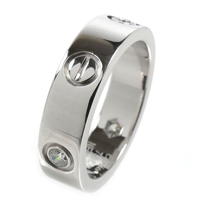CARTIER カルティエ K18WG ホワイトゴールド ラブ ハーフ ダイヤ リング・指輪 B4032555 ダイヤモンド 14.5号 55 9.2g レディース【中古】