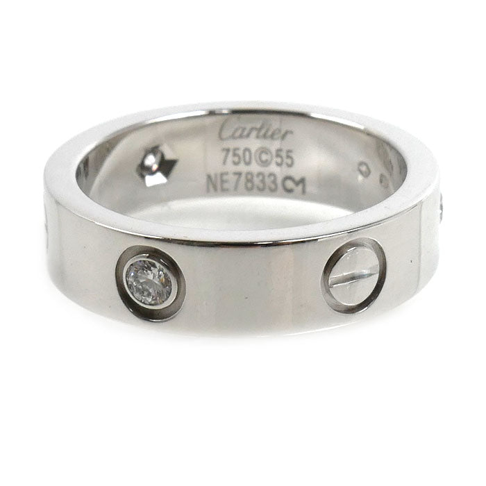 CARTIER カルティエ K18WG ホワイトゴールド ラブ ハーフ ダイヤ リング・指輪 B4032555 ダイヤモンド 14.5号 55 9.2g レディース【中古】