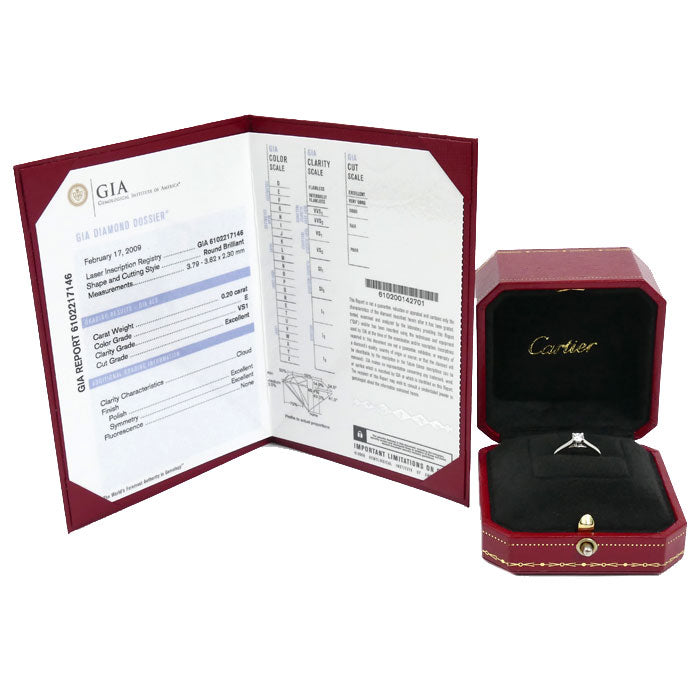 CARTIER カルティエ Pt950プラチナ ソリテール1895 リング・指輪 ダイヤモンド0.20ct 7号 47 2.3g レディース【中古】