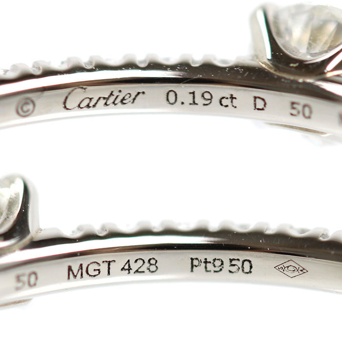 CARTIER カルティエ Pt950プラチナ エタンセル ドゥ カルティエ ソリテール ハーフエタニティ リング・指輪 N4744300 ダイヤモンド0.19ct 10号 50 1.7g レディース【中古】【美品】