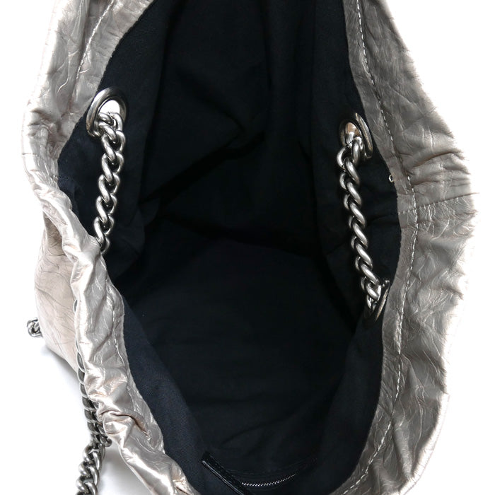 BALENCIAGA バレンシアガ クラッシュ ミディアムトート ショルダーバッグ シャンパンゴールド 742941 レディース【中古】【美品】