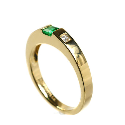 TIFFANY&Co. ティファニー K18YG イエローゴールド リング・指輪 エメラルド ダイヤモンド 10.5号 3.5g レディース【中古】【美品】