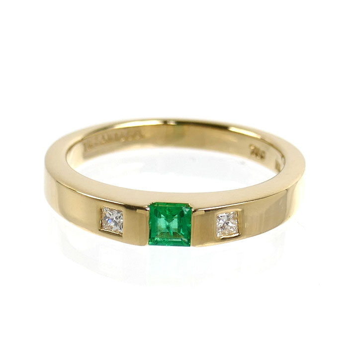 TIFFANY&Co. ティファニー K18YG イエローゴールド リング・指輪 エメラルド ダイヤモンド 10.5号 3.5g レディース【中古】【美品】