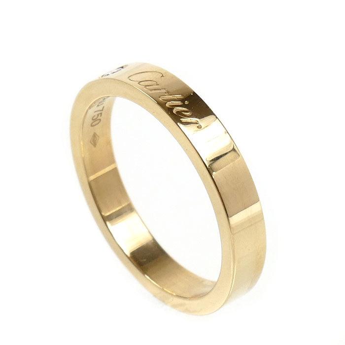 CARTIER カルティエ K18YG イエローゴールド エングレーブド 1Pダイヤ リング・指輪 B4243150 ダイヤモンド 10号 50 3.7g レディース【中古】【美品】