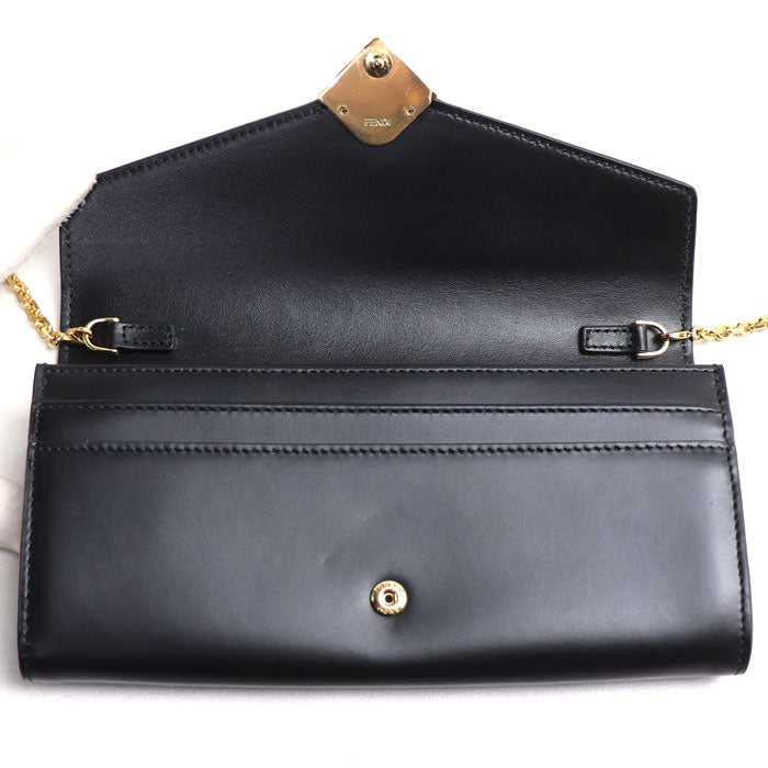 FENDI フェンディ FF ダイヤモンド チェーンウォレット 長財布 ブラック 8M0365ALV4F0KUR レディース【中古】【美品】
