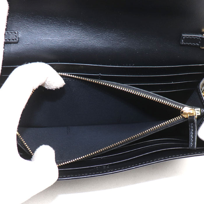 FENDI フェンディ FF ダイヤモンド チェーンウォレット 長財布 ブラック 8M0365ALV4F0KUR レディース【中古】【美品】