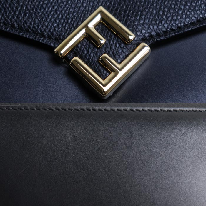 FENDI フェンディ FF ダイヤモンド チェーンウォレット 長財布 ブラック 8M0365ALV4F0KUR レディース【中古】【美品】