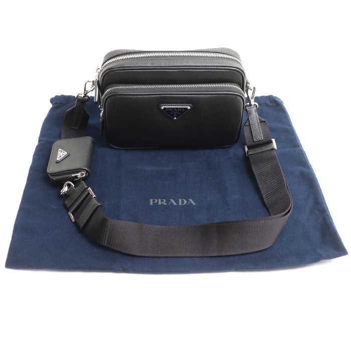 PRADA プラダ サフィアーノ トラベル ショルダーバッグ ブラック 2VH170_9Z2_F0002_V_OOO IC ユニセックス【中古】【美品】