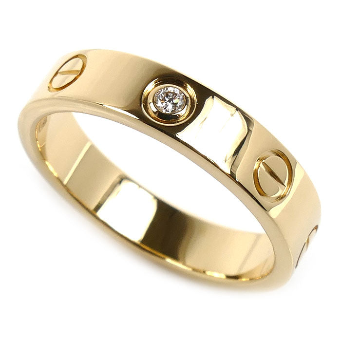 CARTIER カルティエ K18YG イエローゴールド ミニラブ 1Pダイヤ リング・指輪 B4056151 11号 51 4.5g レディース【中古】【美品】