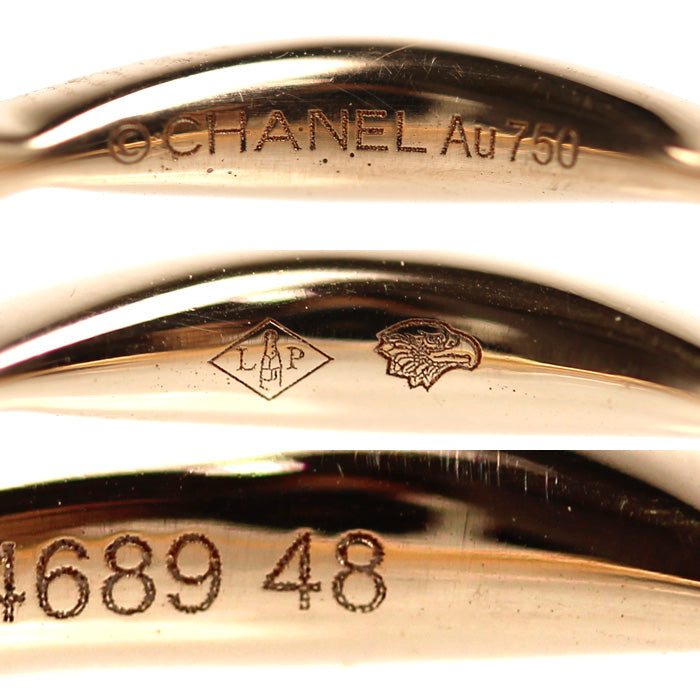 CHANEL シャネル K18PG ピンクゴールド カメリア ハーフエタニティ リング・指輪 J10836 ダイヤモンド 8号 48 2.3g レディース【中古】【美品】