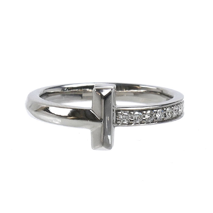 TIFFANY&Co. ティファニー K18WG ホワイトゴールド Tワン ダイヤ リング・指輪 67795512 ダイヤモンド 9号 3.9g レディース【中古】【美品】