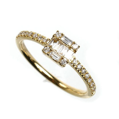 BELLESIORA ベルシオラ K18YG イエローゴールド スクエアコレクション リング・指輪 ダイヤモンド0.24ct 9号 1.8g レディース【中古】【美品】