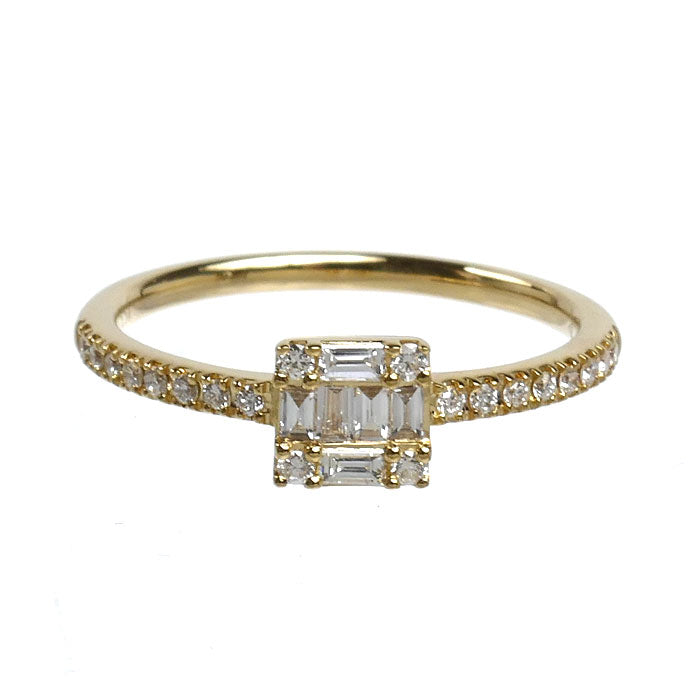 BELLESIORA ベルシオラ K18YG イエローゴールド スクエアコレクション リング・指輪 ダイヤモンド0.24ct 9号 1.8g レディース【中古】【美品】