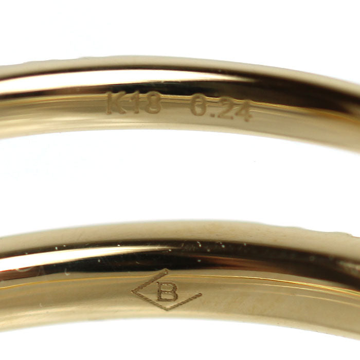 BELLESIORA ベルシオラ K18YG イエローゴールド スクエアコレクション リング・指輪 ダイヤモンド0.24ct 9号 1.8g レディース【中古】【美品】