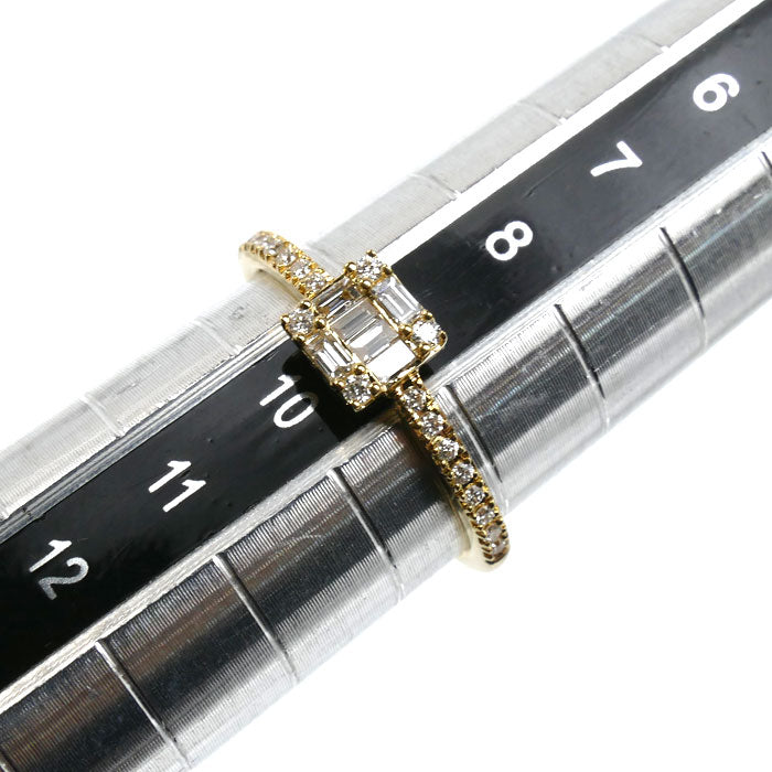 BELLESIORA ベルシオラ K18YG イエローゴールド スクエアコレクション リング・指輪 ダイヤモンド0.24ct 9号 1.8g レディース【中古】【美品】