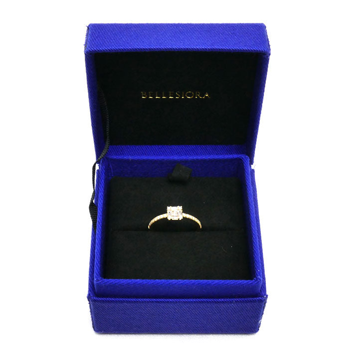 BELLESIORA ベルシオラ K18YG イエローゴールド スクエアコレクション リング・指輪 ダイヤモンド0.24ct 9号 1.8g レディース【中古】【美品】