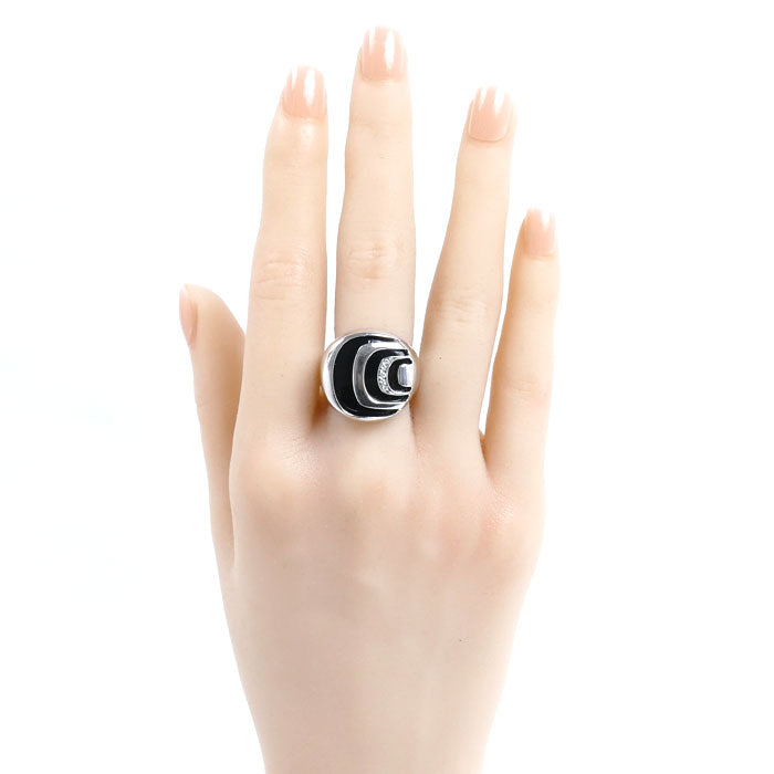 Damiani ダミアーニ シルバー925 オニキス ダミアニッシマ リング・指輪 ダイヤモンド オニキス 16号 12.6g メンズ【中古】