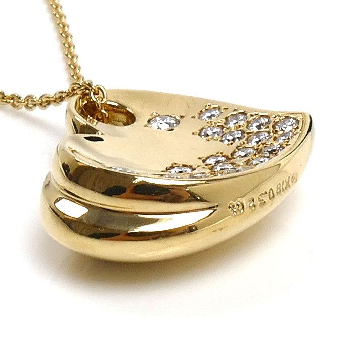 MIKIMOTO ミキモト K18YG イエローゴールド ハートモチーフ ネックレス ダイヤモンド0.32ct 10.0g 50cm レディース【中古】
