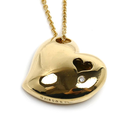 MIKIMOTO ミキモト K18YG イエローゴールド ハートモチーフ ネックレス ダイヤモンド0.32ct 10.0g 50cm レディース【中古】