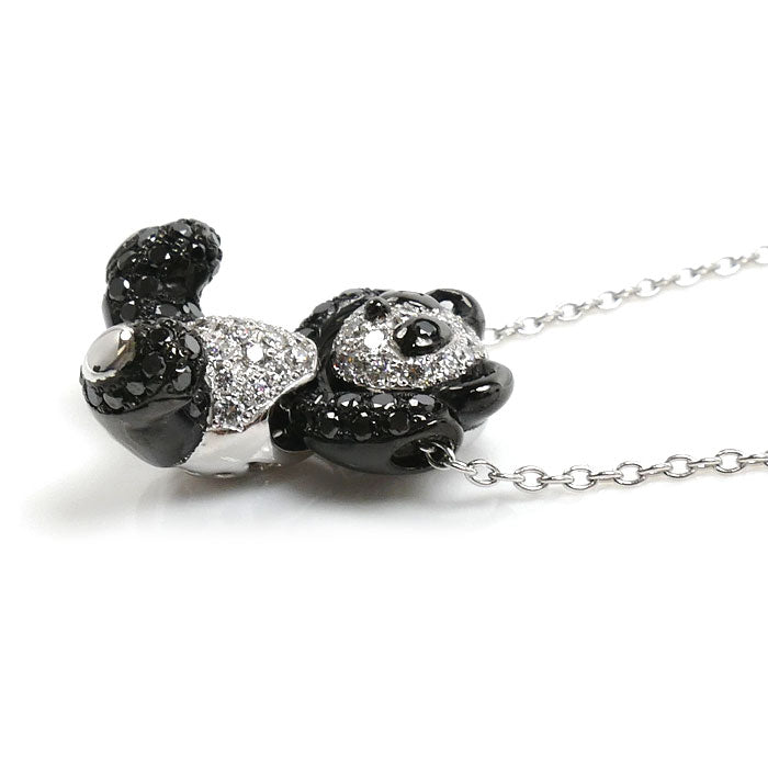 Ponte Vecchio ポンテヴェキオ K18WG ホワイトゴールド アミケッティ パンダ ネックレス ダイヤモンド0.40ct/0.30ct 6.6g 36/40cm レディース【中古】【美品】